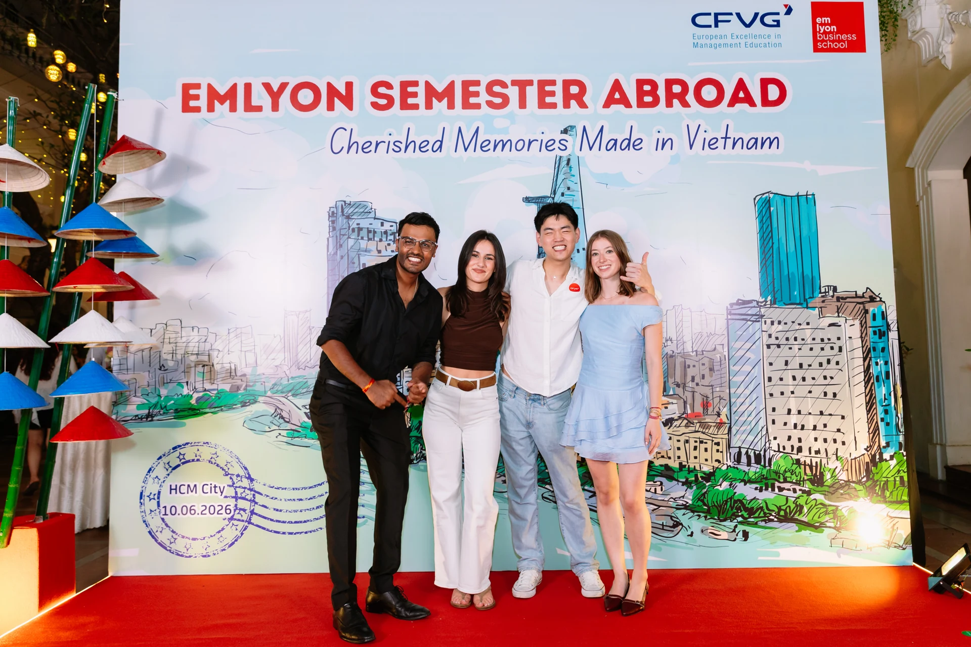 Friends together at the EMlyon–CFVG semester abroad gathering in Vietnam