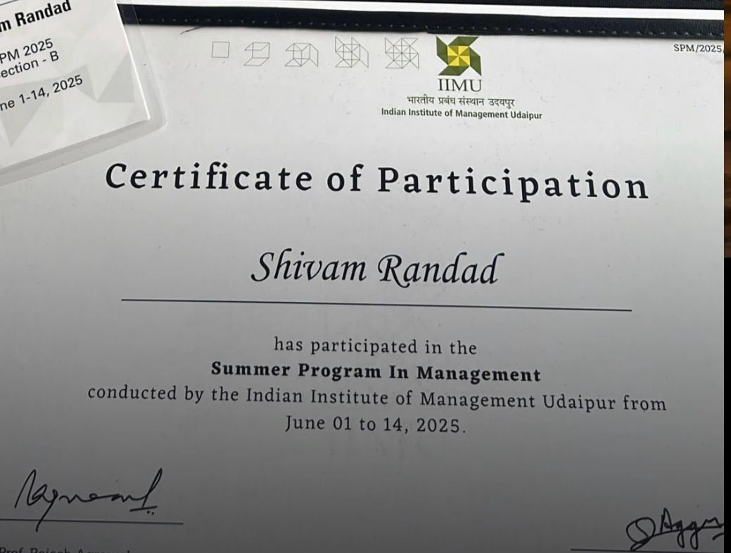Summer Program in Management · certificate